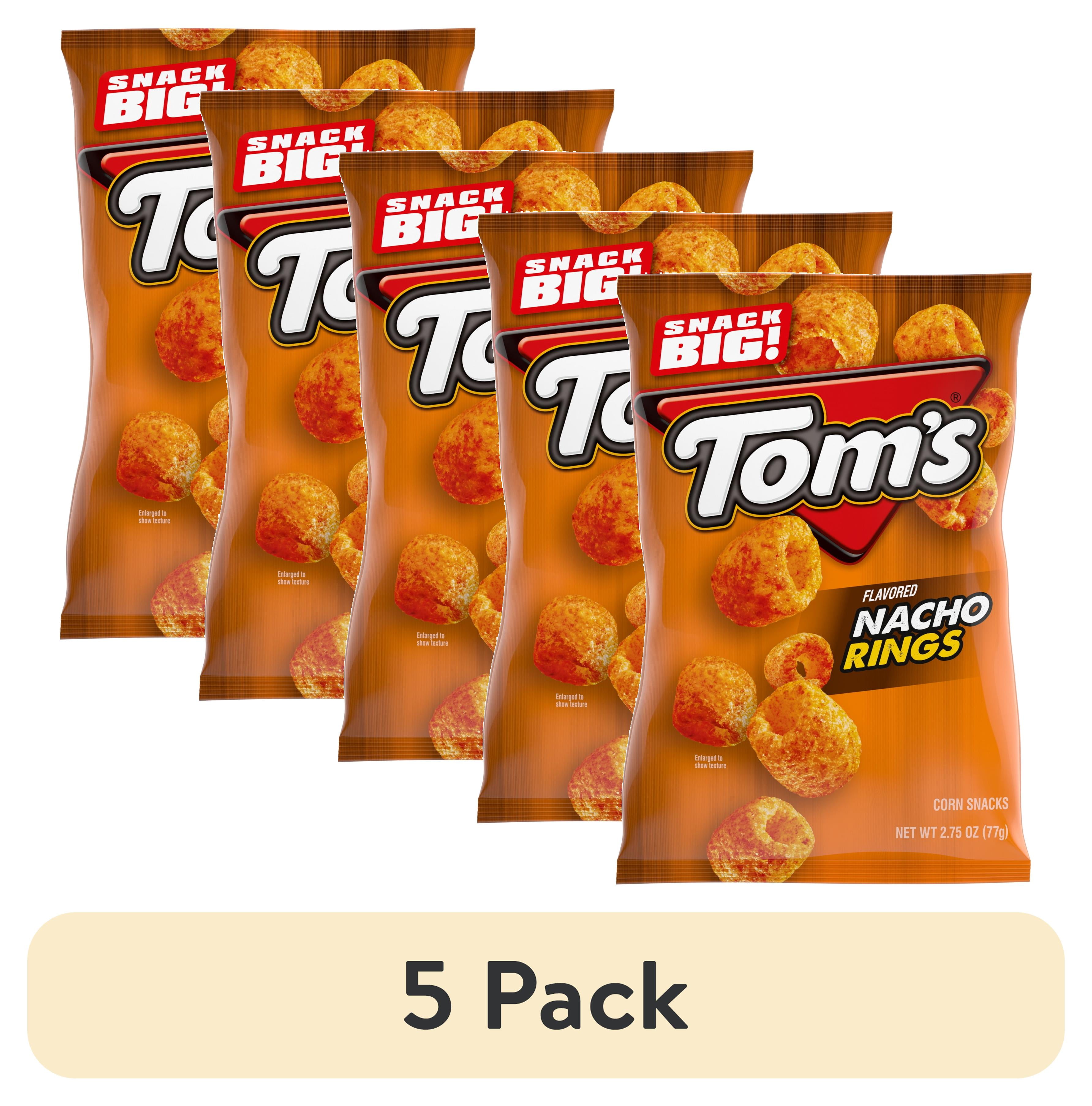 (5 pack) Tom's Nacho Rings Corn Snacks, 2.75 oz Bag