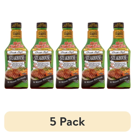(5 pack) Tony Chachere’s, Marinade, Steakhouse, Cajun, Pourable, 12 fl oz