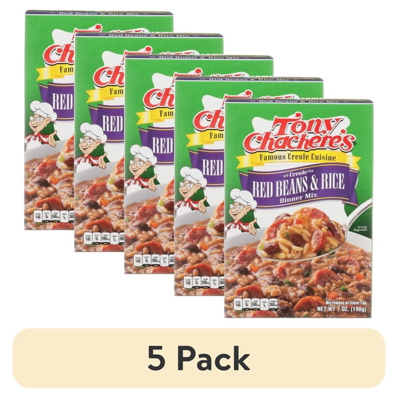 (5 pack) Tony Chachere’s, Rice, Dinner Mix, Cajun, Red Beans and Rice, 7 oz, Shelf-Stable