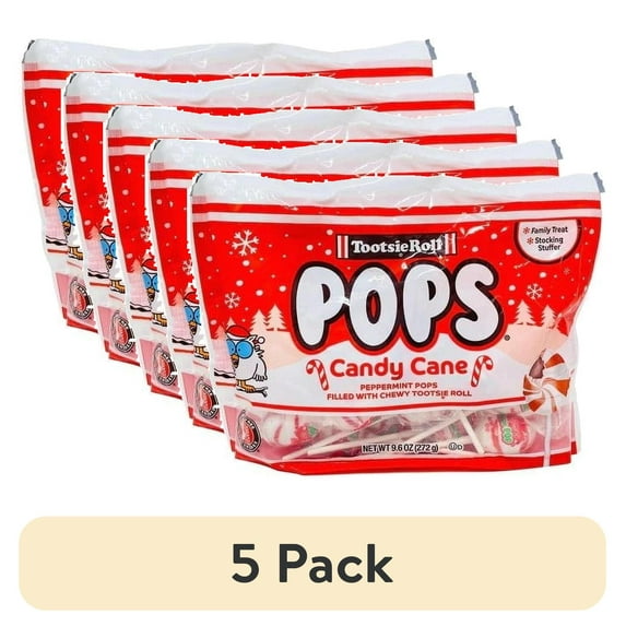(5 pack) Tootsie Pops Candy Cane 9.6 oz. Bag