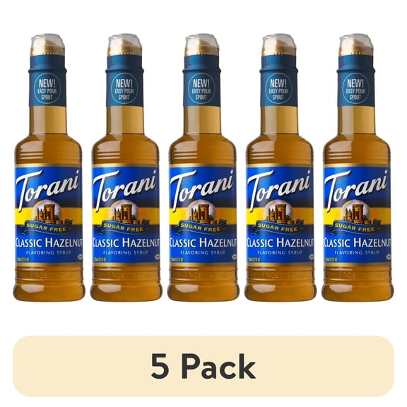 (5 pack) Torani Sugar Free Classic Hazelnut Flavoring Syrup 12.7 oz
