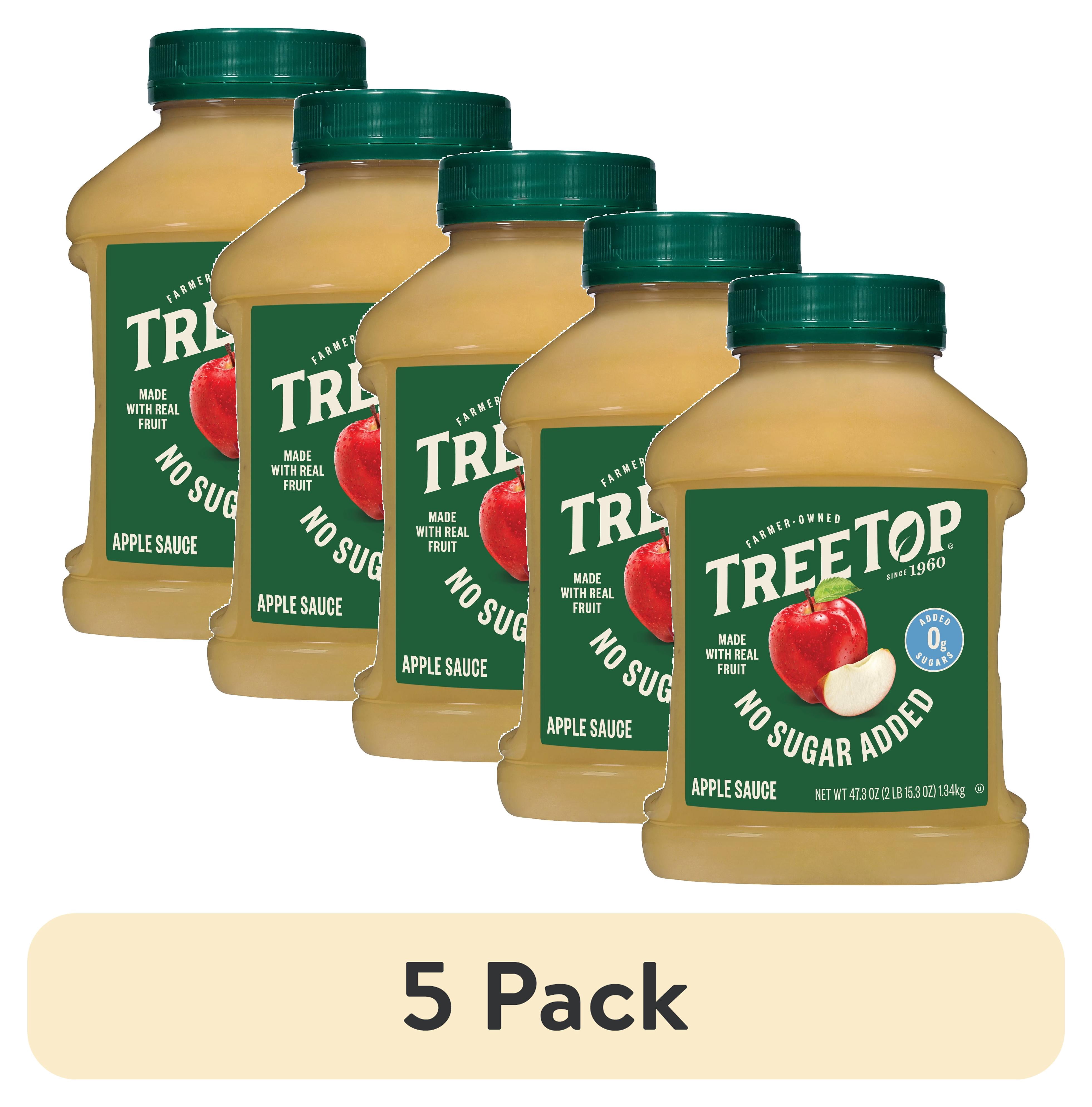 (5 pack) Tree Top No Sugar Added Apple Sauce Jar, No Artificial Flavors or Colors, 47.3 Oz