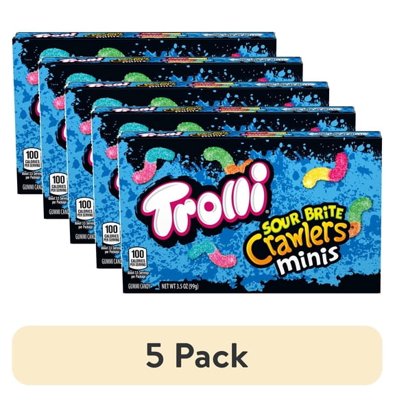 (5 pack) Trolli Sour Brite Crawlers Mini Gummy Candies, 3.5 oz Box