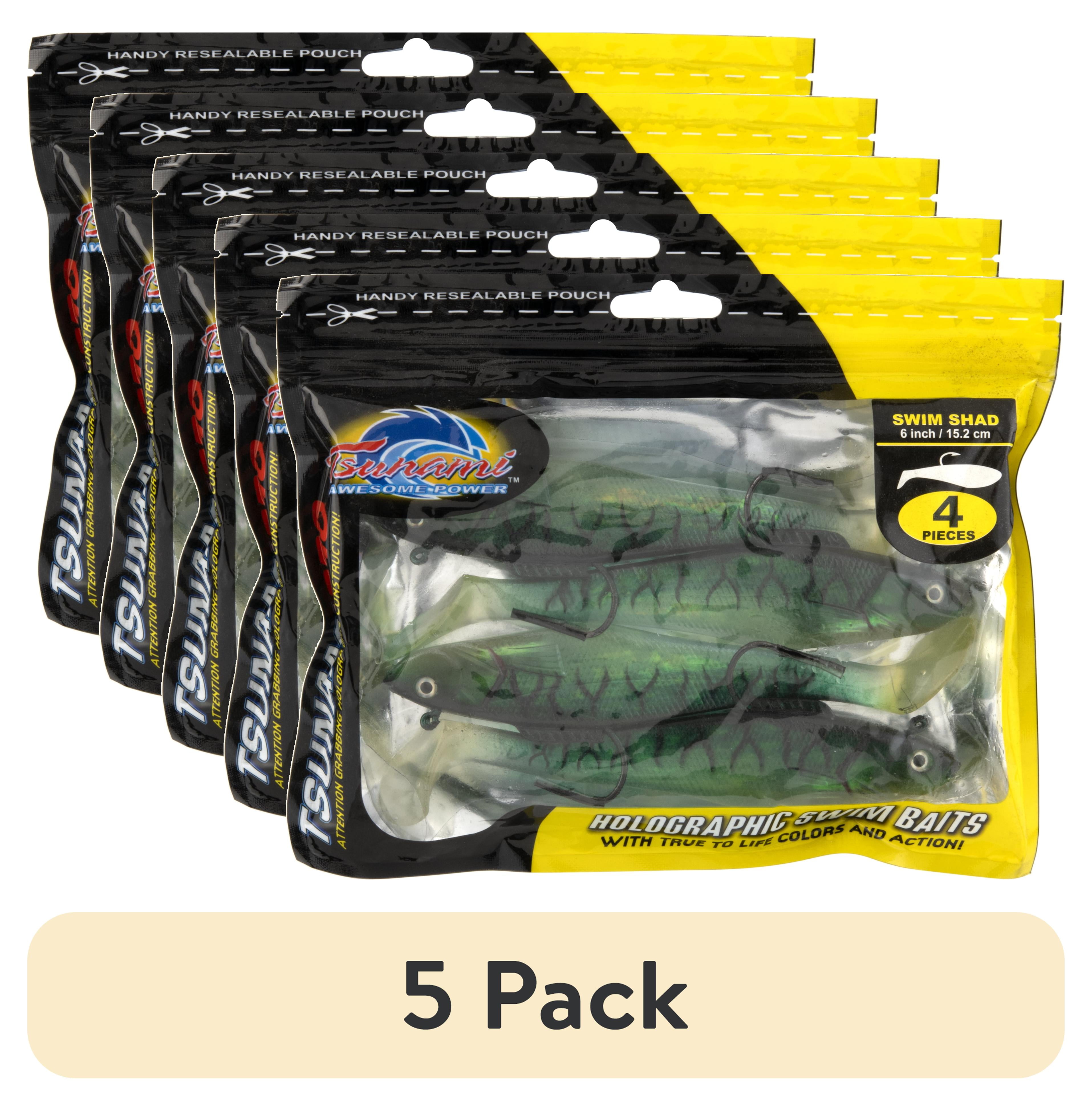 (5 pack) Tsunami Rigged Swim Shad 6'' 2-3/8 oz. – Green Mackerel (3-Pack)
