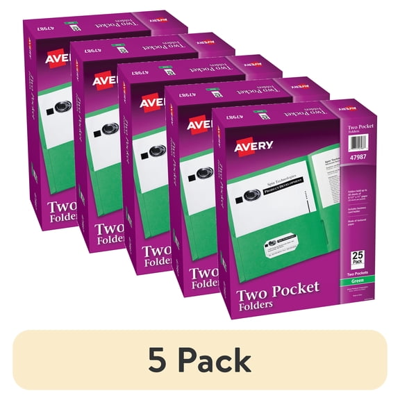 Two Pocket Folders, Holds up to 40 Sheets, 25 Green Folders (47987)