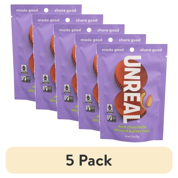(5 pack) UNREAL Dark Chocolate Almond Butter Cups, 3.2 Oz