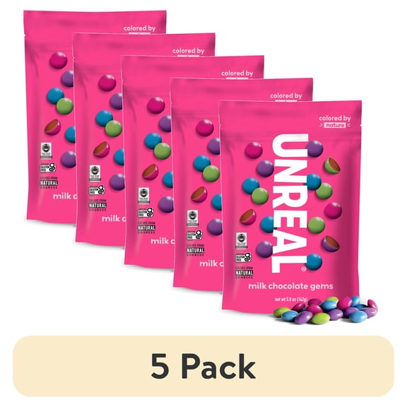 (5 pack) UNREAL Milk Chocolate Gems, 5 oz