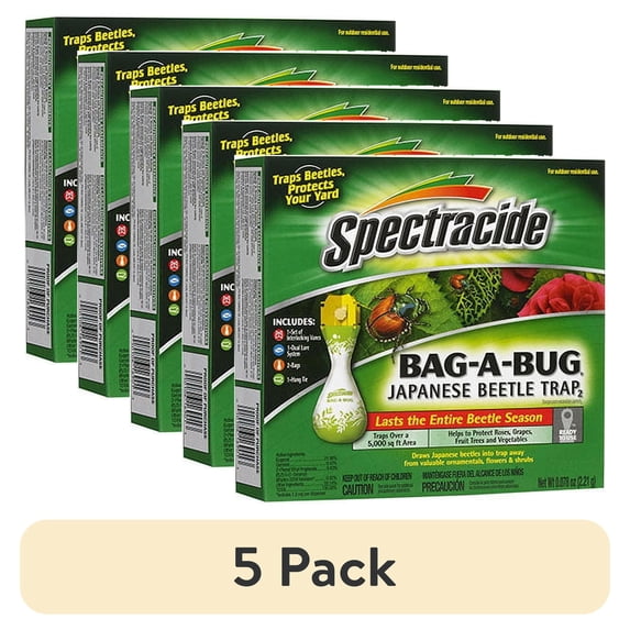 (5 pack) United Bag-A-Bug Japanese Beetle Trap Complete Kit Protects Up To 5000 Squa
