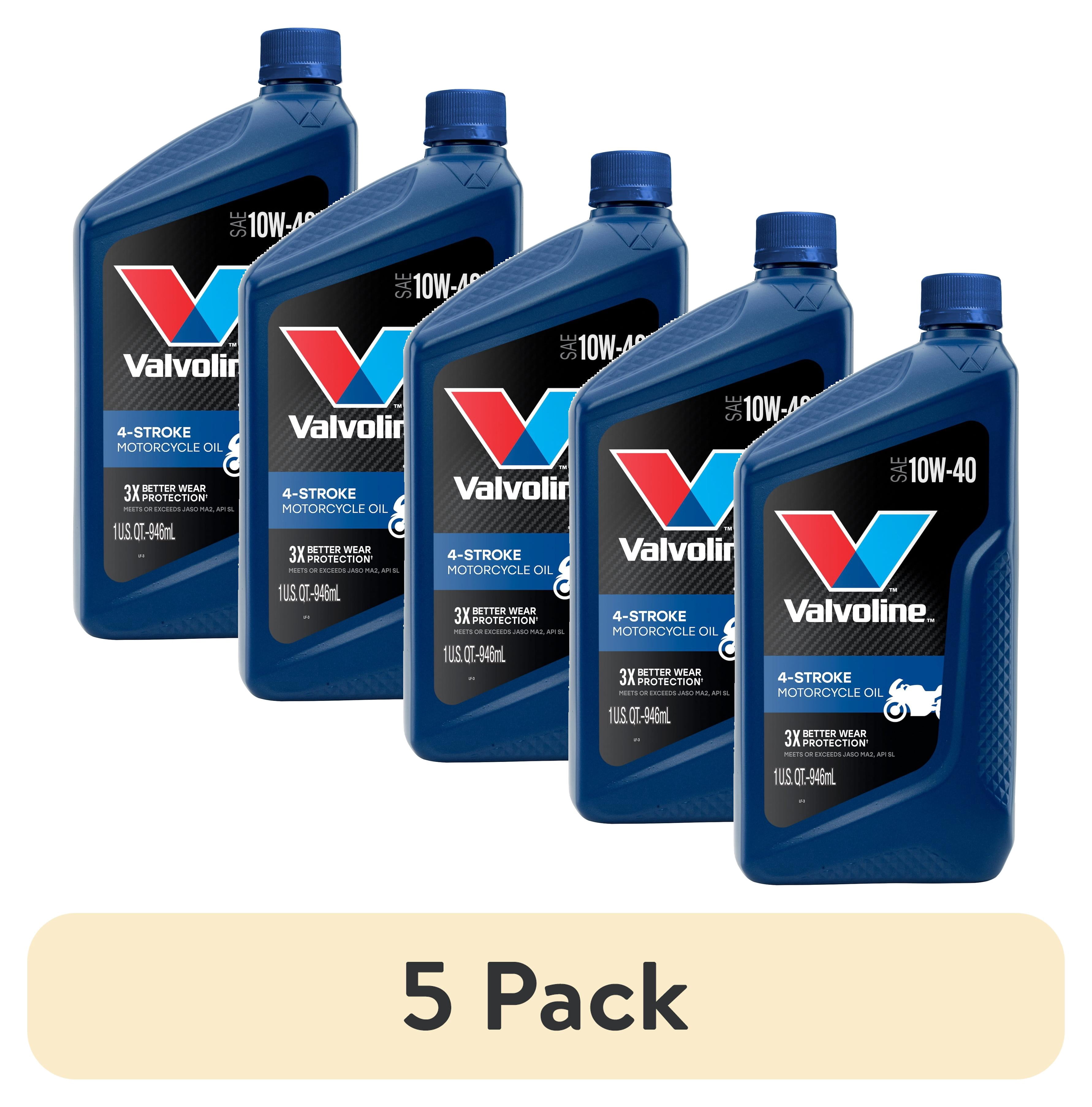 (5 pack) Valvoline 4-Stroke Motorcycle Conventional 10W-40 Motor Oil 1 Quart