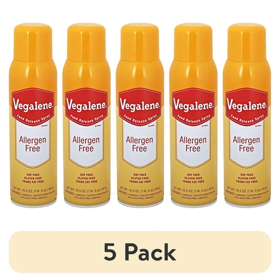 (5 pack) VEGALENE ALLERGEN FREE FOOD RELEASE PAN SPRAY, 16.5 OZ., Pack of 3