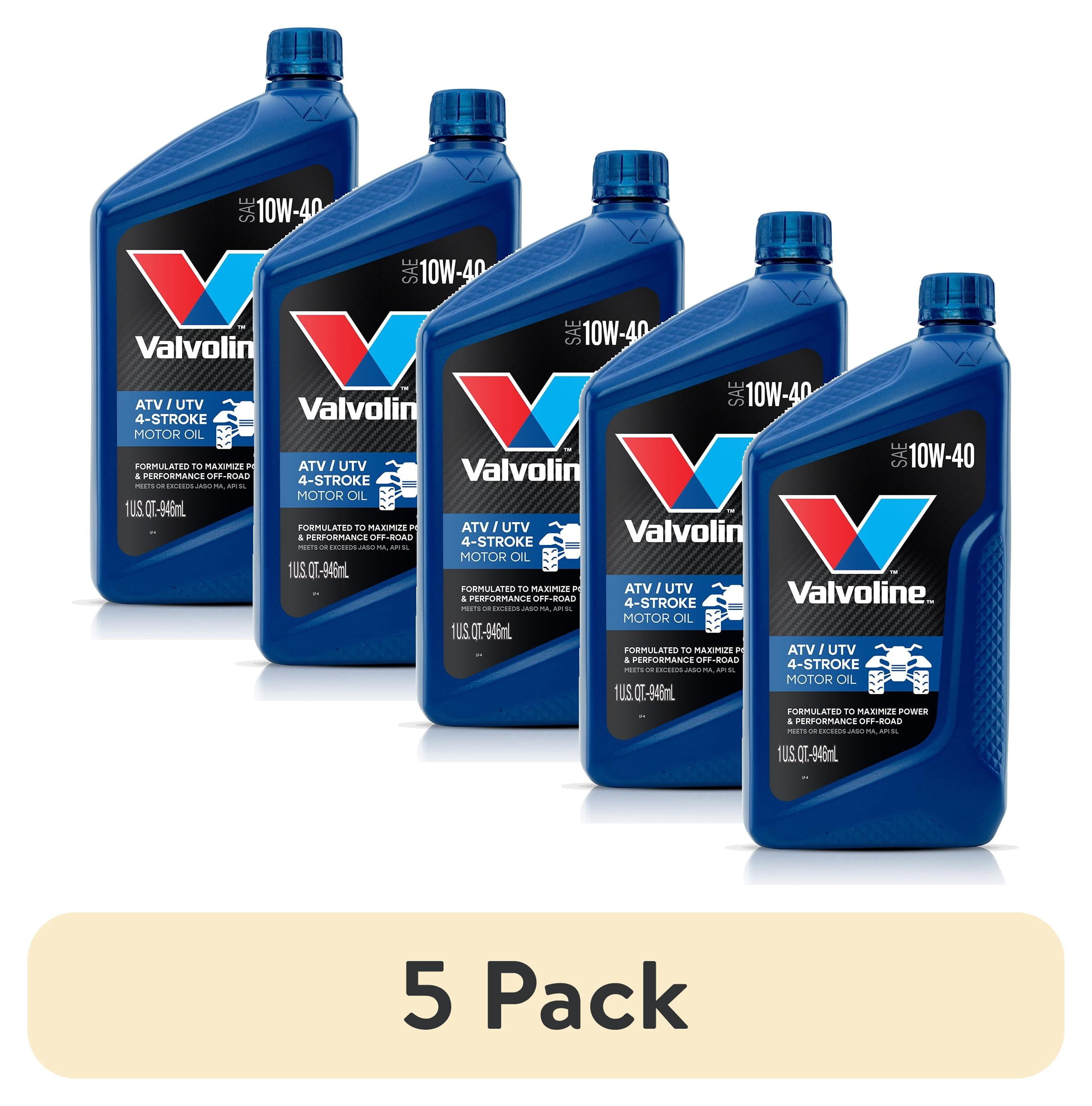 5 pack) Valvoline 4-Stroke ATV/UTV SAE 10W-40 Motor Oil 1 QT 