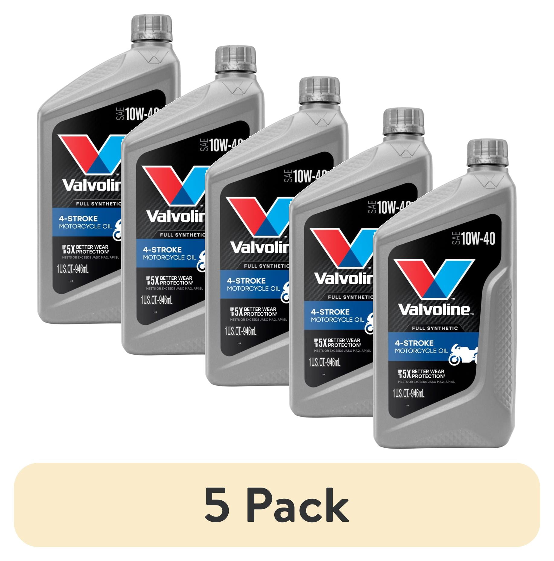 (5 pack) Valvoline 4-Stroke Motorcycle Full Synthetic 10W-40 Motor Oil 1 QT
