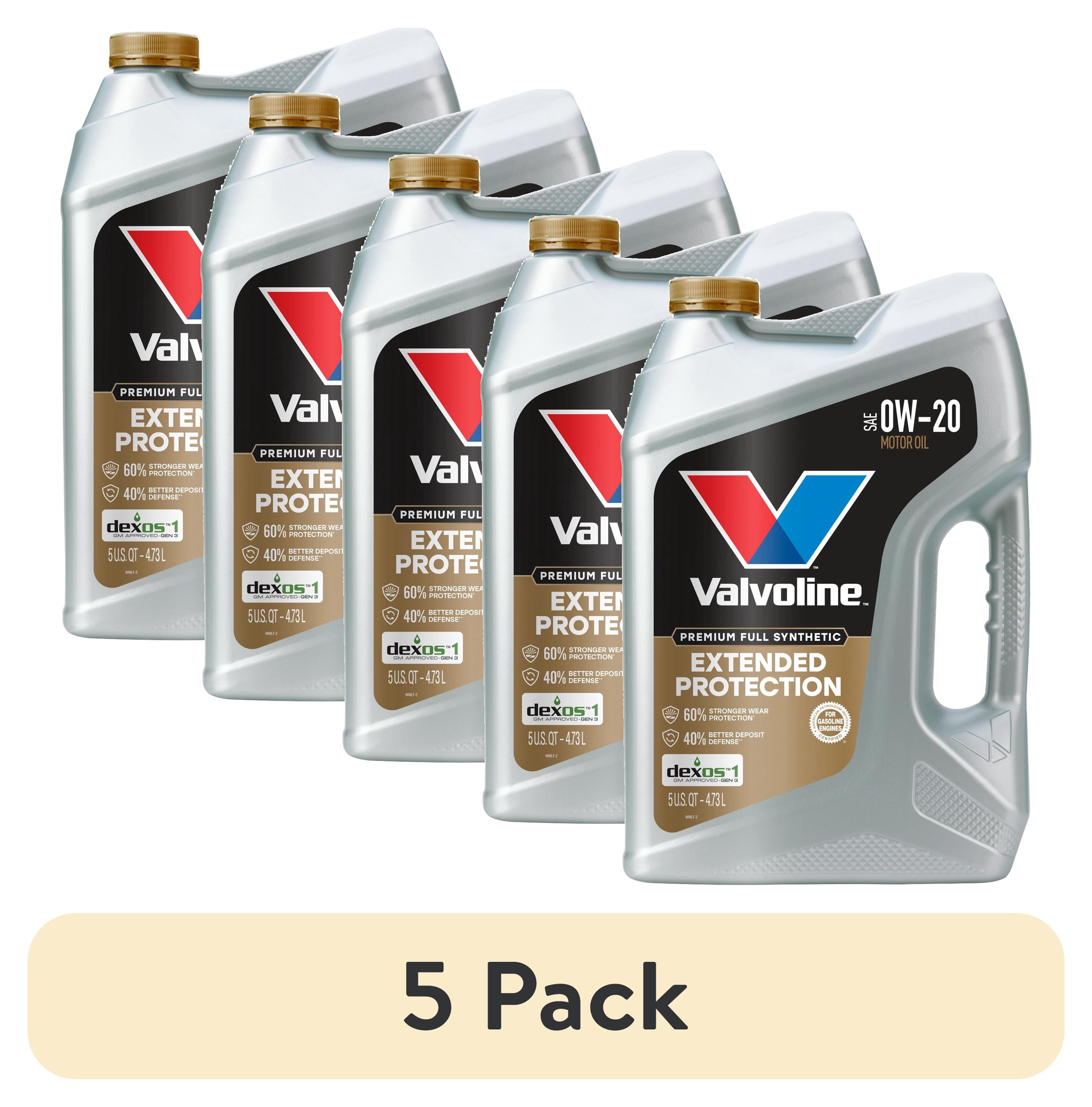 (5 pack) Valvoline Extended Protection Premium Full Synthetic 0W-20 Motor Oil 5 Quart