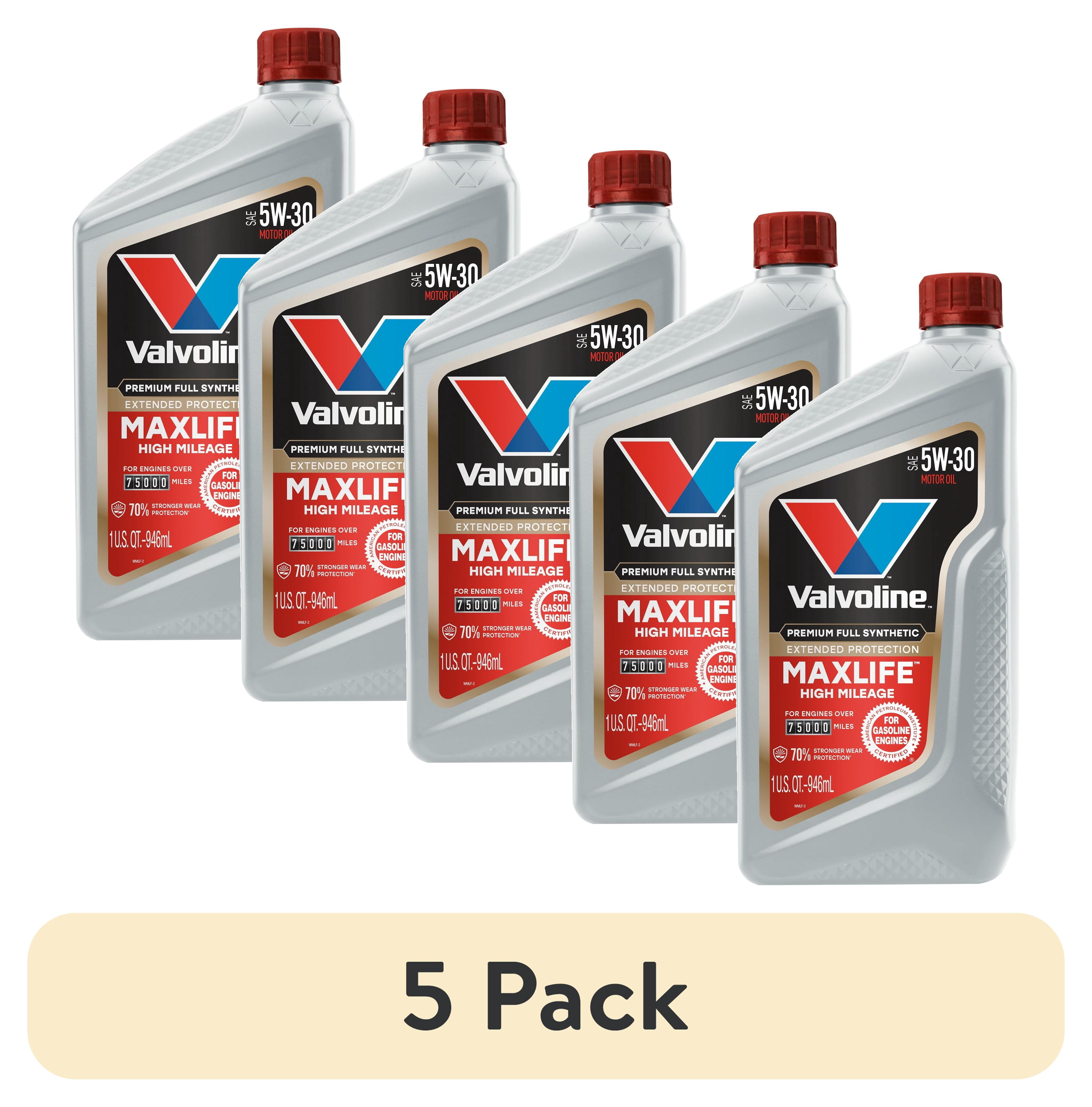 (5 pack) Valvoline MaxLife Extended Protection Full Synthetic High Mileage 5W-30 Motor Oil 1 Quart