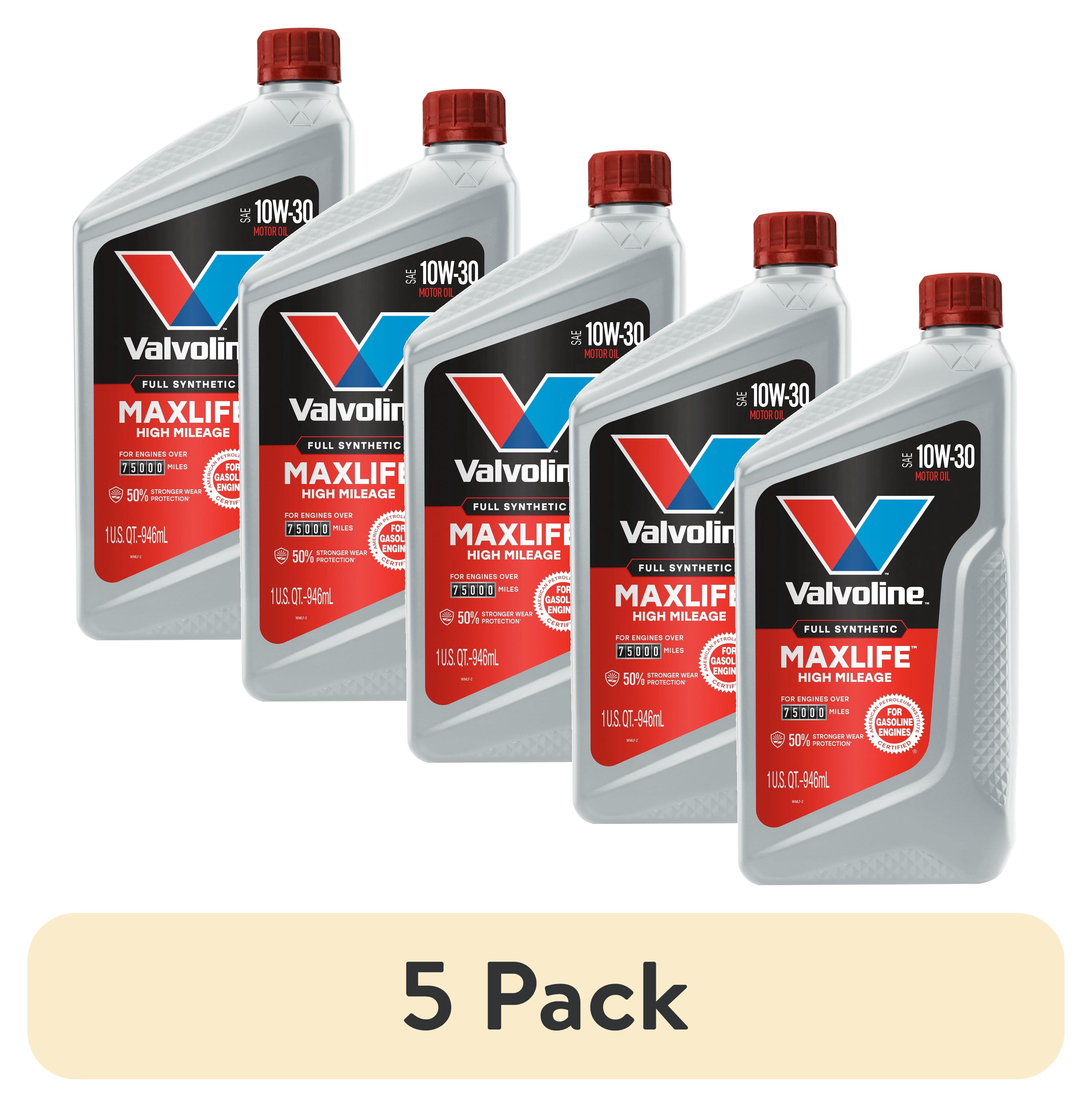 (5 pack) Valvoline MaxLife Full Synthetic High Mileage 10W-30 Motor Oil 1 Quart