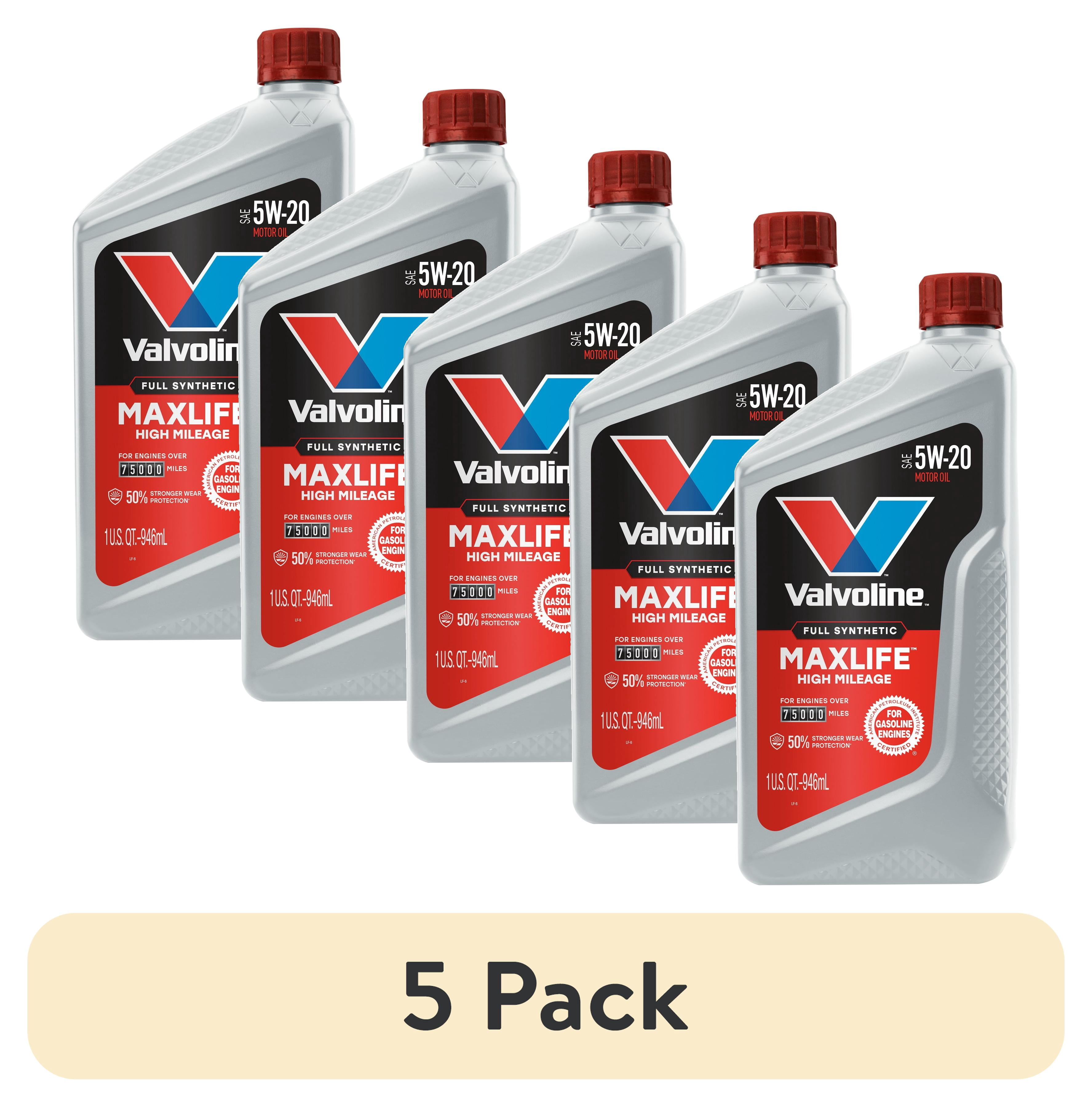 (5 pack) Valvoline MaxLife Full Synthetic High Mileage 5W-20 Motor Oil 1 Quart