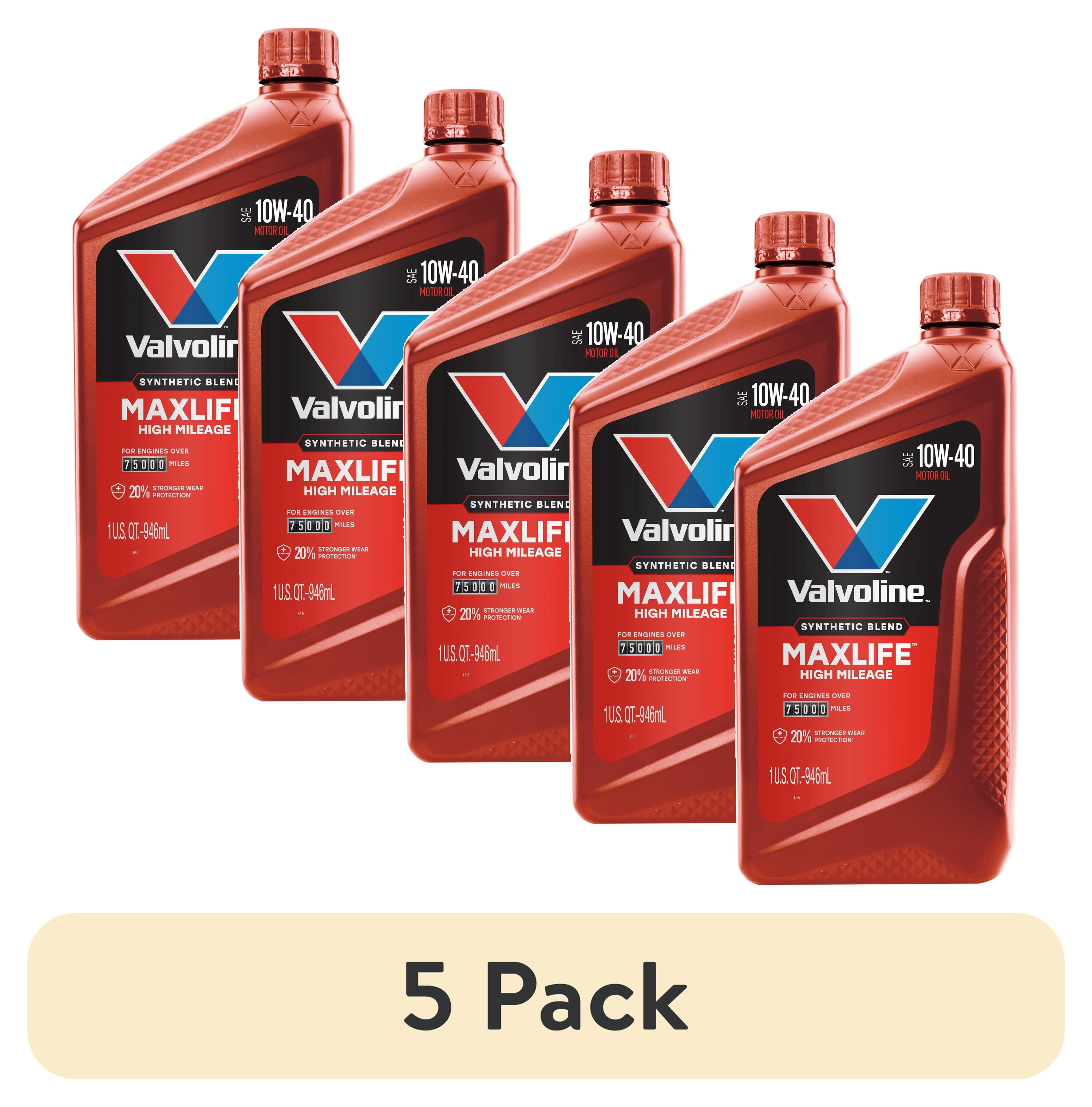(5 pack) Valvoline MaxLife High Mileage 10W-40 Synthetic Blend Motor Oil 1 Quart