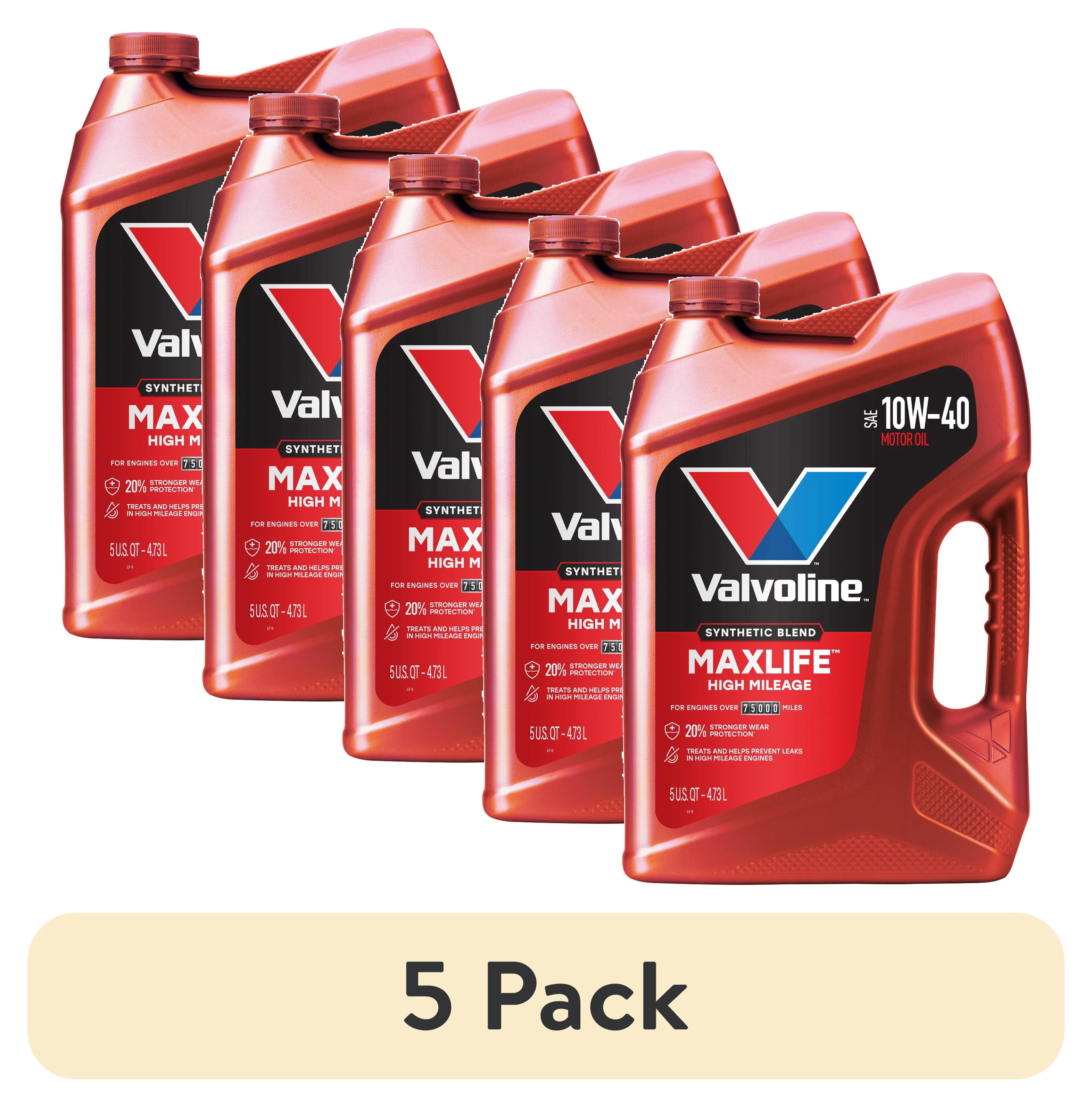 (5 pack) Valvoline MaxLife High Mileage 10W-40 Synthetic Blend Motor Oil 5 Quart
