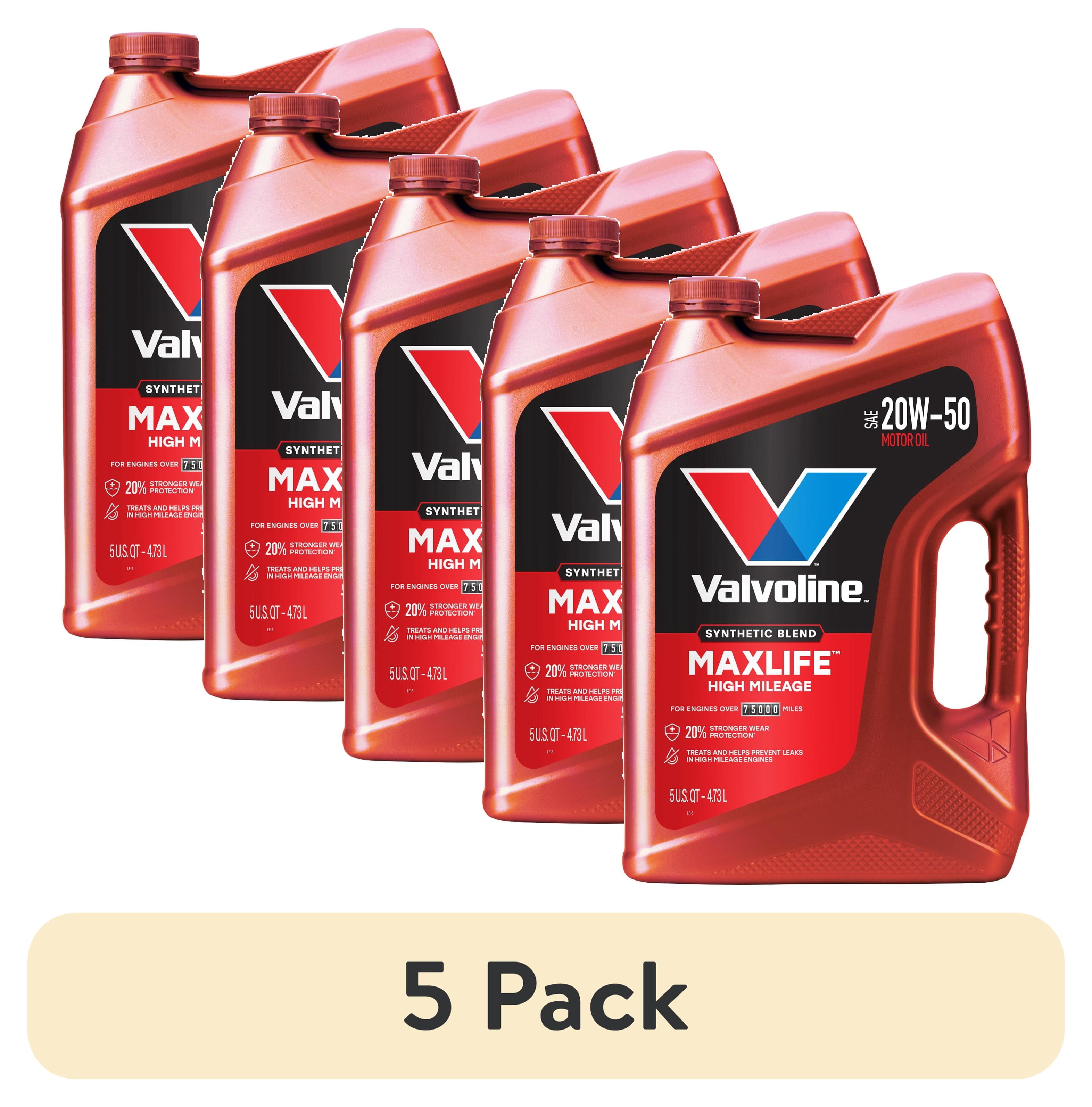 (5 pack) Valvoline MaxLife High Mileage 20W-50 Synthetic Blend Motor Oil 5 Quart