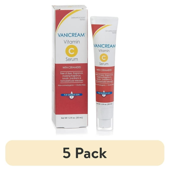 (5 pack) Vanicream Vitamin C Serum For Sensitive Skin with Ceramides, Non Comedogenic, Gluten free, 1.2 oz