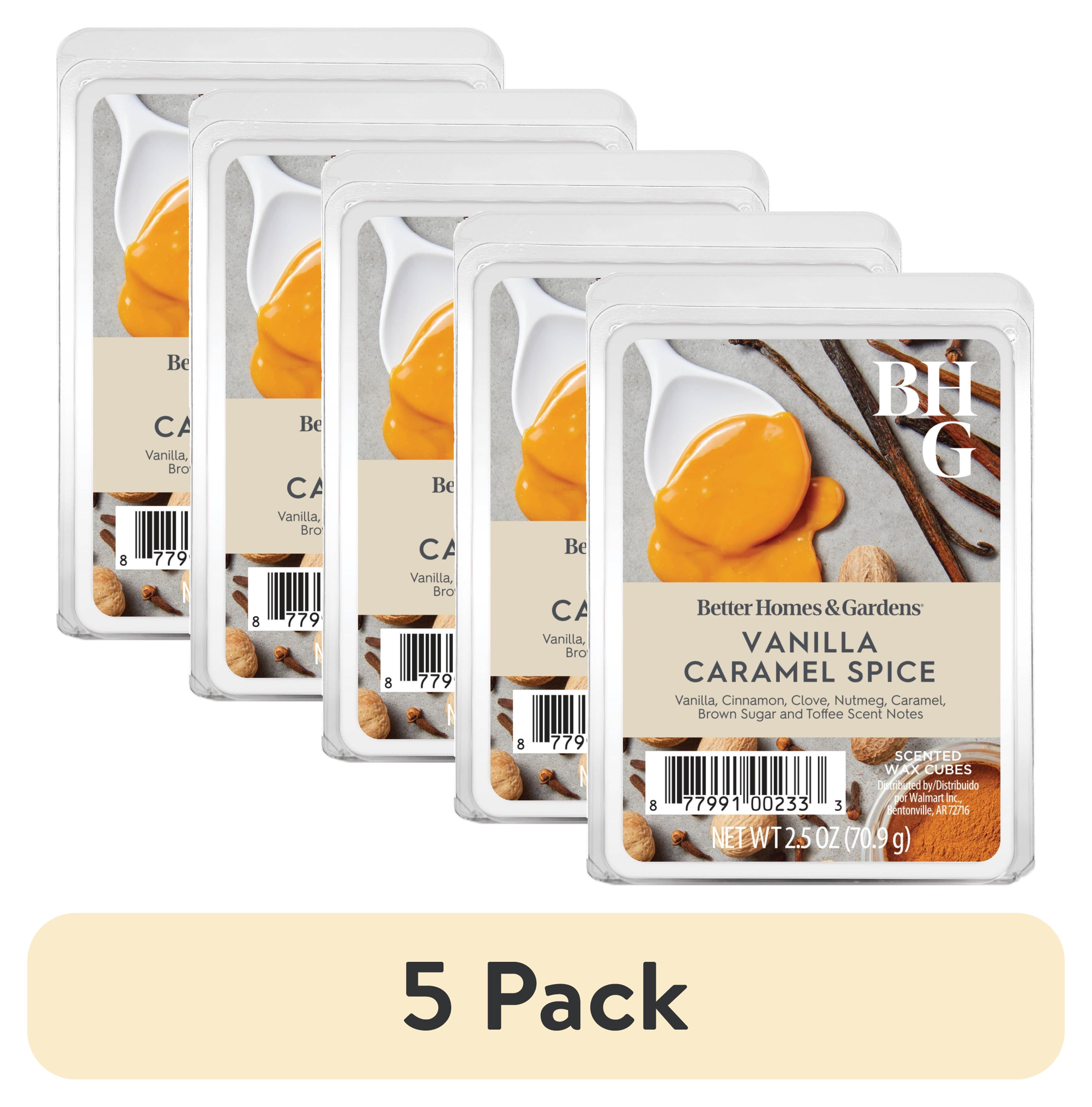 (5 pack) Better Homes & Gardens Vanilla Caramel Spice Wax Melts, 2.5 oz, 1-Pack