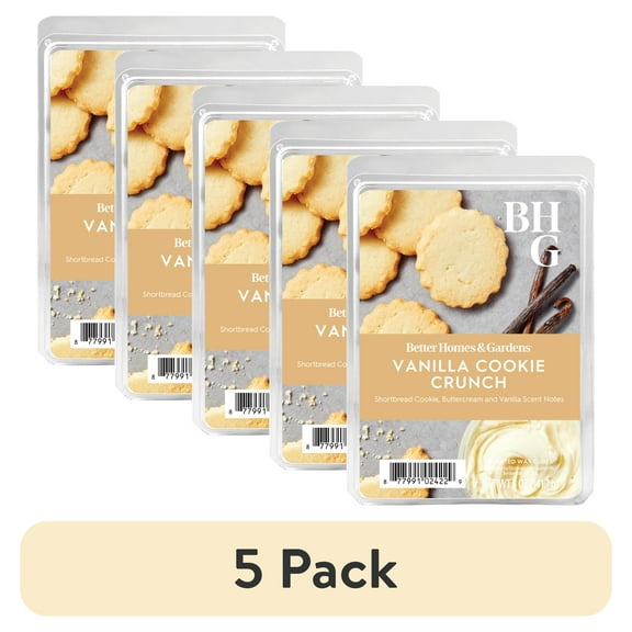 (5 pack) Vanilla Cookie Crunch Scented Wax Melts, Better Homes & Gardens, 5 oz (Value Size)