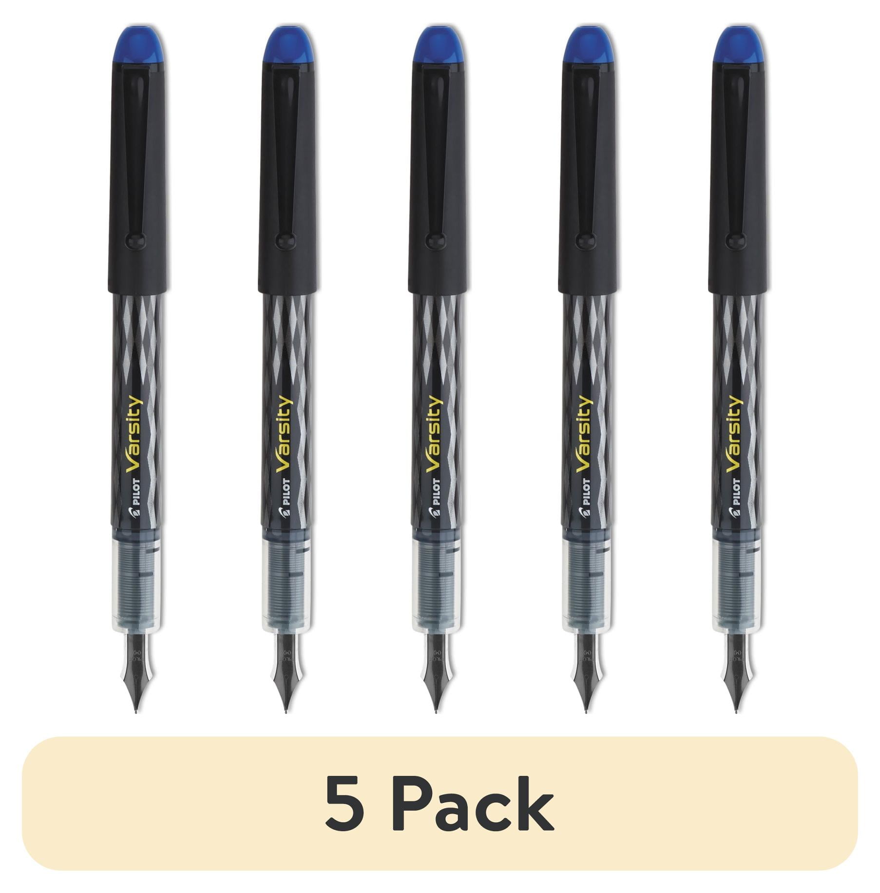 (5 pack) Pilot Varsity Disposable Fountain Pen - Fine Pen Point Type - Blue Ink - Silver, Black Barrel - 1 Each (90011_40)
