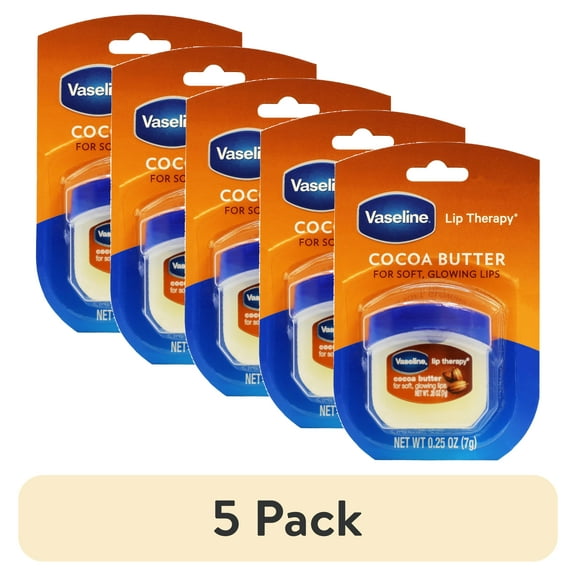 (5 pack) Vaseline Lip Therapy Cocoa Butter Lip Balm Moisturizer Petroleum .25oz