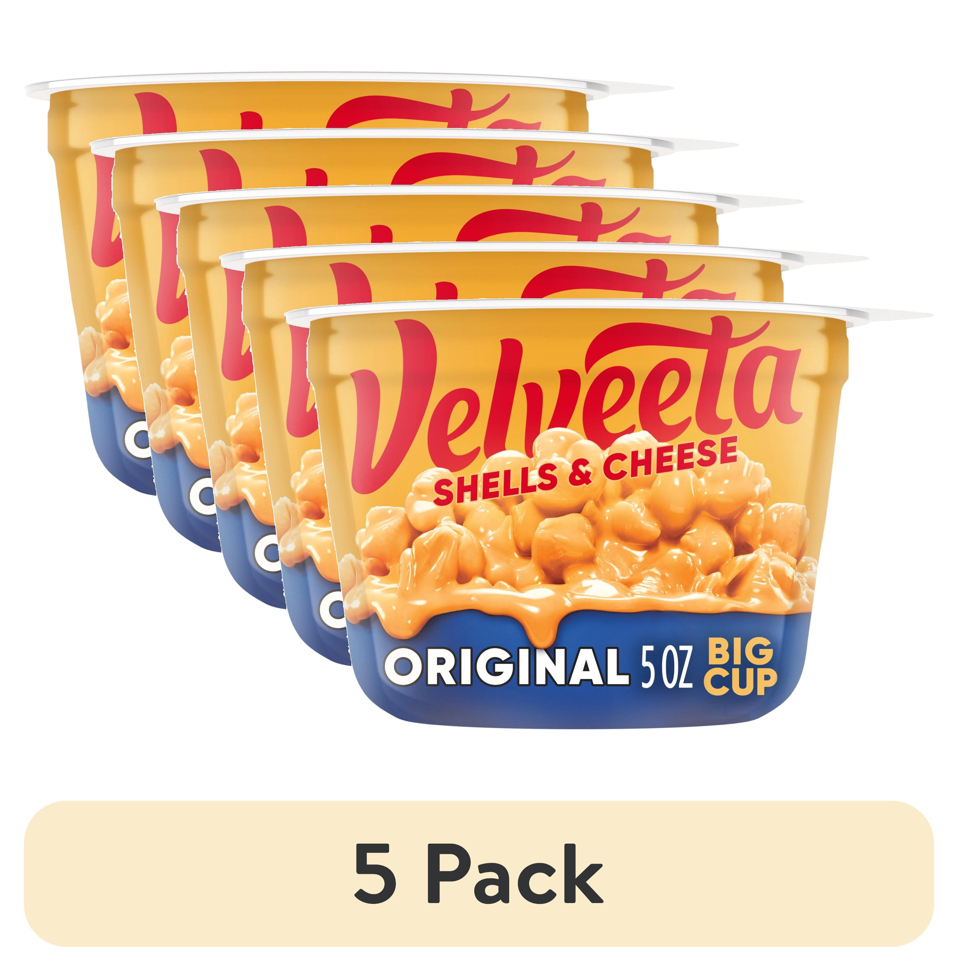 (5 pack) Velveeta Shells and Cheese Mac and Cheese, 1 Big Cup, for Easy Dinner or Dinner Sides, Original Flavor, 5 oz