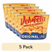 (5 pack) Velveeta Shells and Cheese Mac and Cheese, 1 Cup, for Easy Snack or Dinner Side, Original Flavor, 2.39 oz