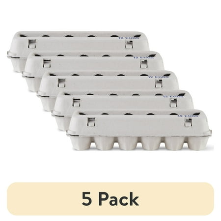 (5 pack) Vibrant Life Egg Cartons, Natural Pulp Paper Material, Holds 12 Eggs
