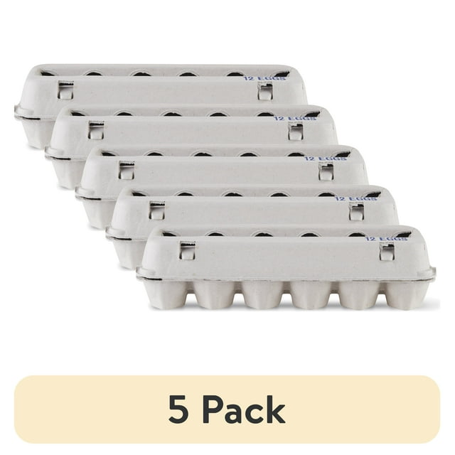 (5 pack) Vibrant Life Natural Pulp Paper Material Egg Cartons, 13.6" x 11.8" x 4.95", Holds 12 Eggs