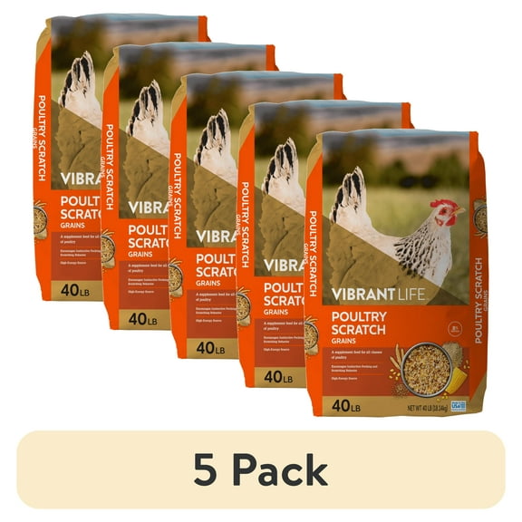 (5 pack) Vibrant Life Poultry Scratch Grains, 40 lb Bag