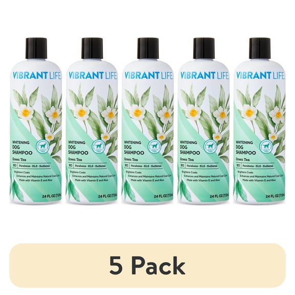 (5 pack) Vibrant Life Whitening Dog Shampoo with Green Tea, 24 fl oz
