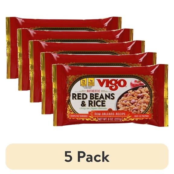 (5 pack) Vigo Red Beans and Rice Dinner , 8oz. Bag, Shelf-Stable,