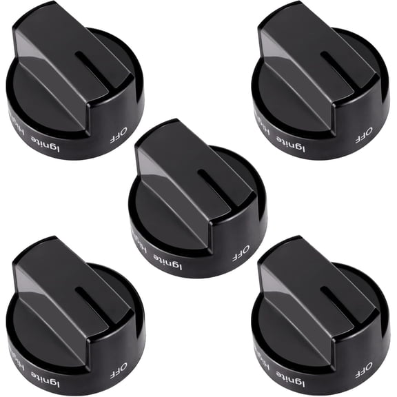 5 Pack W10339442 Gas Stove Control Knobs Black Replacement Knobs Compatible with Whirlpool Gas Range Cooktop Oven WFG320M0BB0 WFG320M0BB1