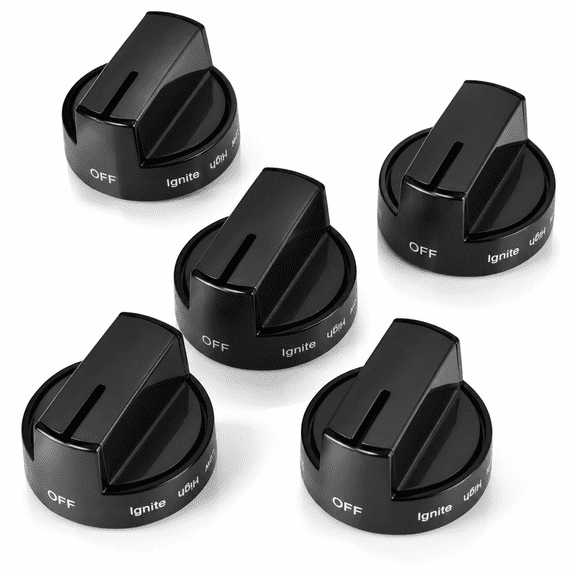 5-pack W10339442 Gas Stove Knobs,Black Control Knobs Replacement for Whirlpool Gas Ranges,Compatible with Cooktops and Ovens WFG320M0BB0 WFG320M0BB1