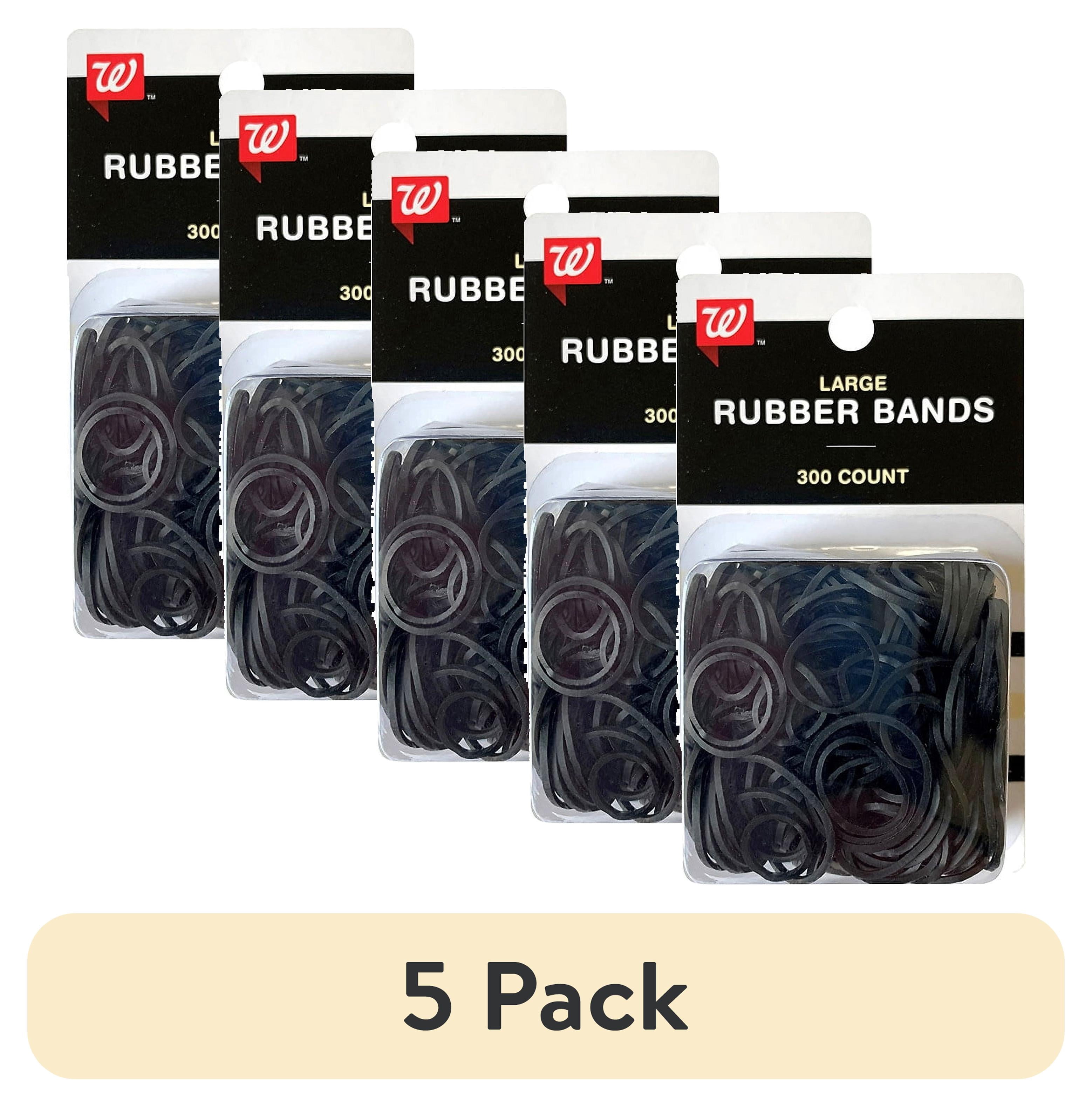 (5 pack) Walgreens Large Silicone Hair Rubber Polybands, Black, 300-Pieces