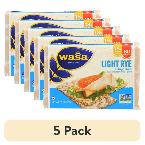(5 pack) Wasa Light Rye Swedish Crispbread 9.5 oz