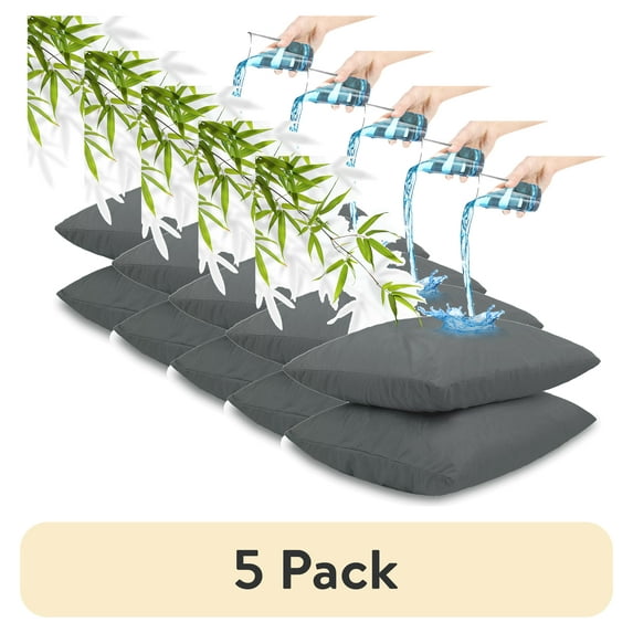 (5 pack) Waterproof Pillow Protectors with Zipper King Size,Bamboo Zippered Pillow Case Protector, Bed Bedbugs Pillow Case Cover Prevent Dust Mites and Allergens (2 Packs, Gray)