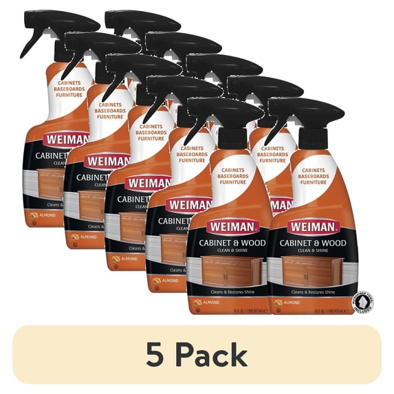 (5 pack) Weiman Cabinet & Wood Clean & Shine Clean and Protect Spray - For Wood Cabinets, Furniture, Tables, Baseboards, Trim and more! 16 oz, 2 PACK w/MicroFiber Towel