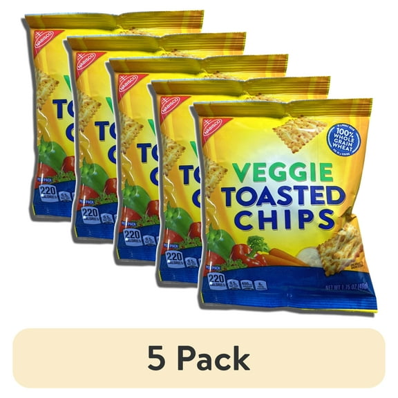(5 pack) Whole Grain Veggie Wheat Thin Toasted Chips, School Snacks, 30 Pack