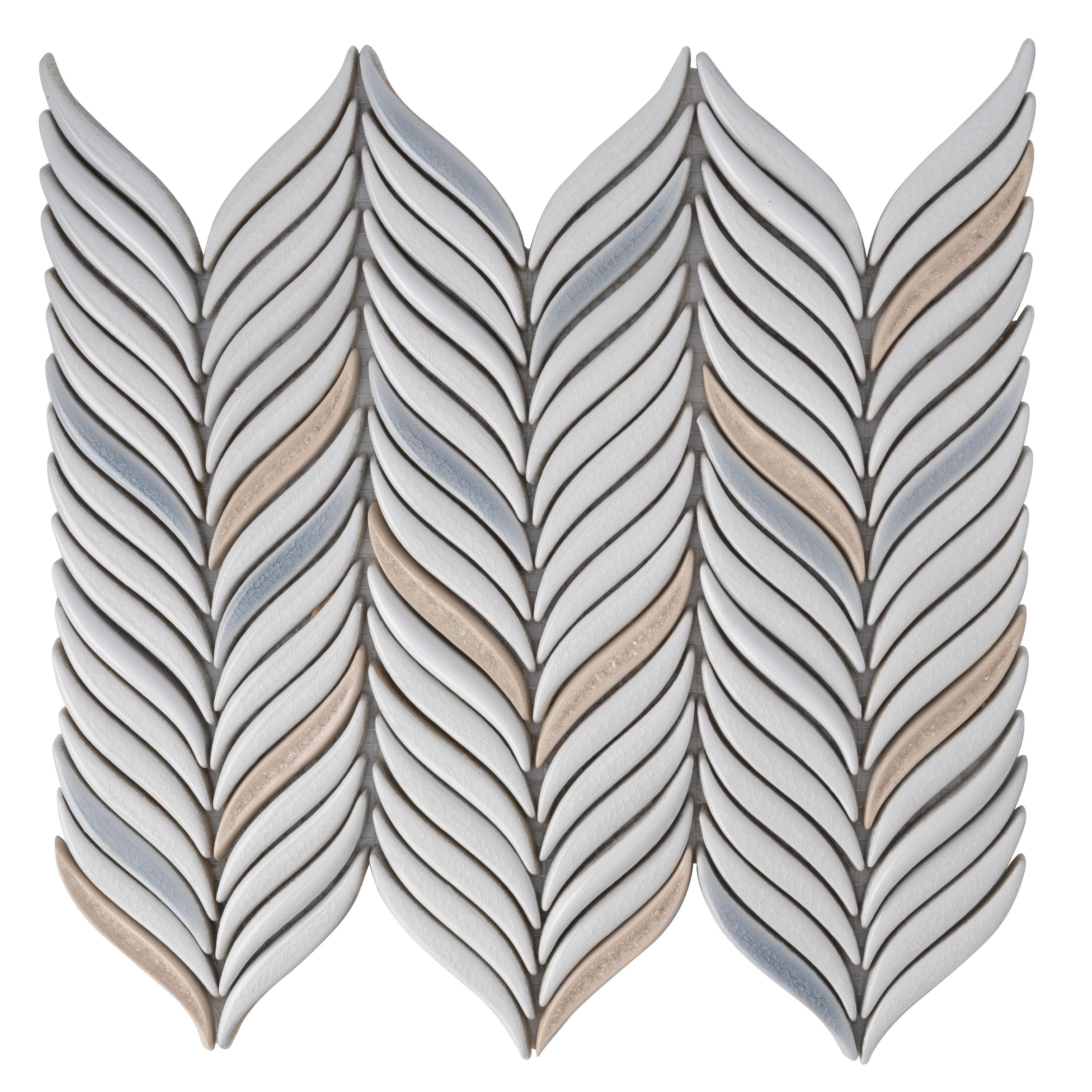 5 pack White 10.2-in. x 11.8-in. Glossy Finished Cermaic Mosaic Wall Tile (4.18 sq. ft./Case)