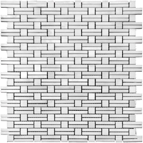 5 pack White 11.7 in. x 12 in. Striped Polished Marble Mosaic Floor and Wall Tile (4.88 sq. ft./Case)