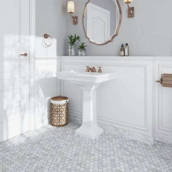 5 pack White 11.8 in.x12 in. Honeycomb Hexagon Bianco Carrara marble Polished and Etched Mosaic Tile (4.92 sq. ft./Case)