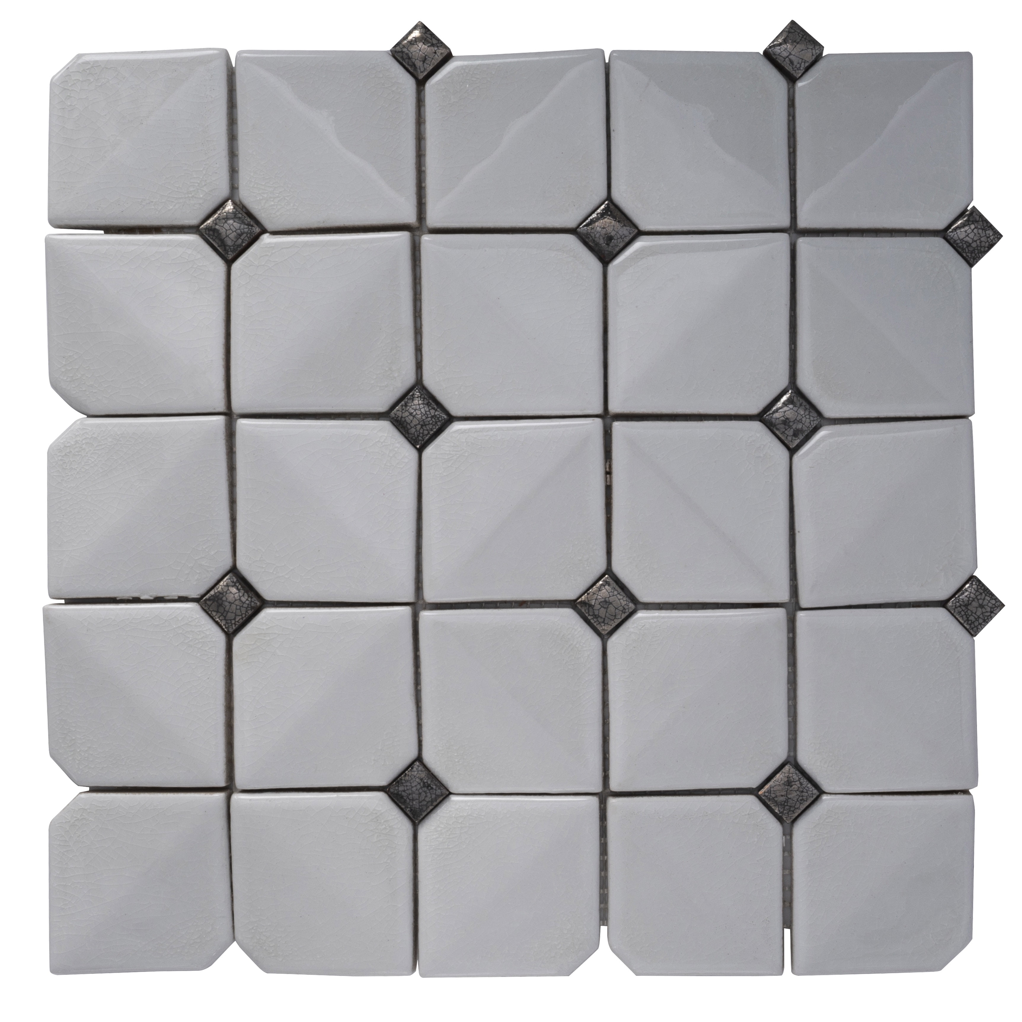 5 pack White 12-in. x 12-in. Glossy Finished Cermaic Mosaic Wall Tile ...