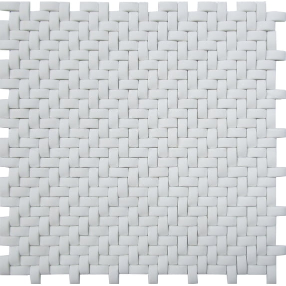 5 pack White 12-in x 12-in Matte Recycled Glass Basketweave Patterned Mosaic Wall Tile (4.79 sq ft/case)