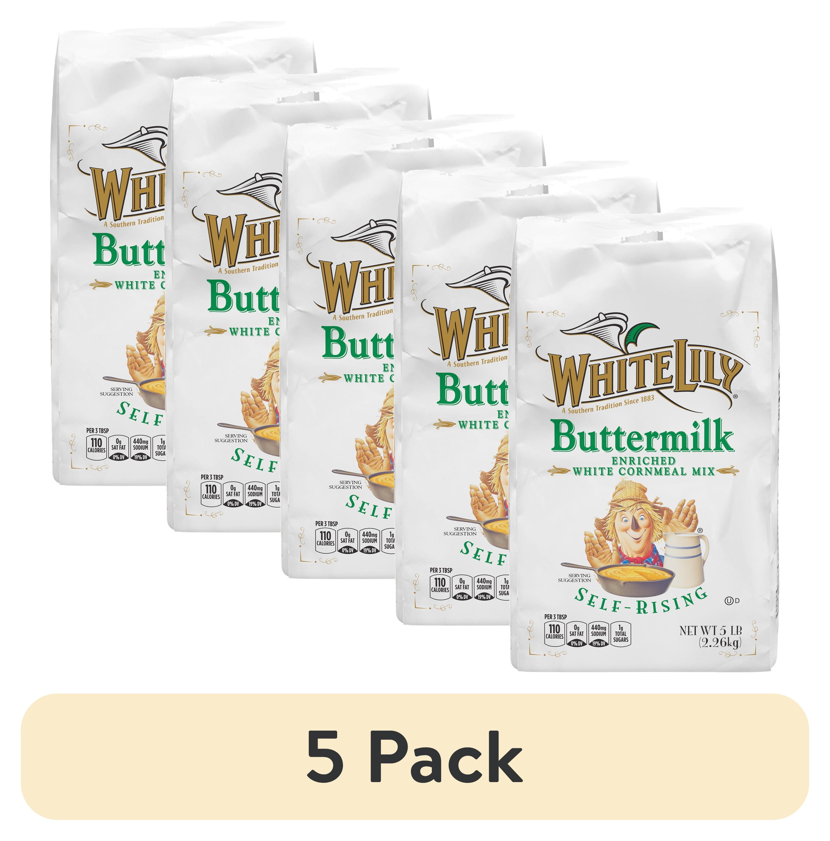 (5 pack) White Lily Self-Rising Buttermilk White Cornmeal Mix, 5 lb Bag ...