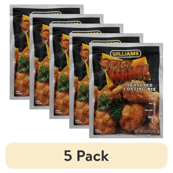 (5 pack) Williams Spicy Wings Seasoned Coating Mix, 5 oz