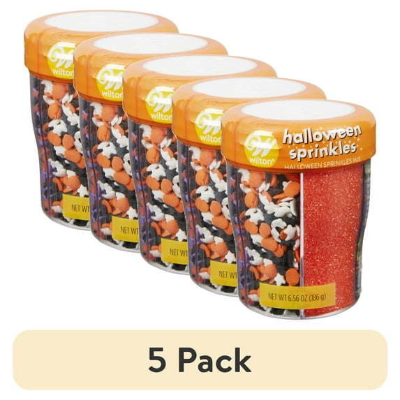 (5 pack) Wilton Halloween 6-Cell Dessert Sprinkles, Sugar, Jimmies and Confetti, Assorted Colors, 6.56 oz.